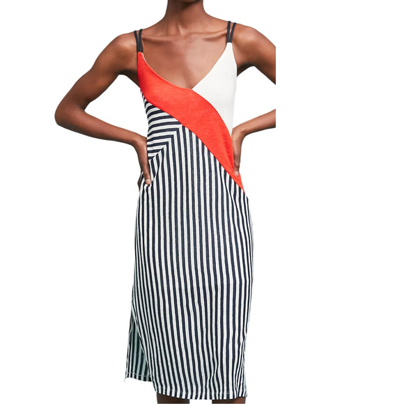 Margherita Missoni X Splendid Striped Dress Navy Blue White and Red - Picture 1 of 8
